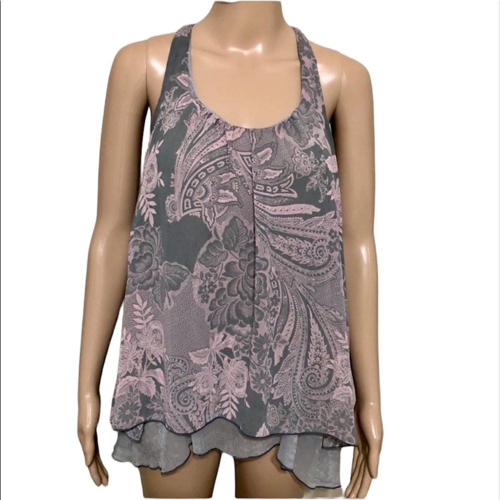 Print Ruffled Racer Back Top​​ - Picture 10 of 11